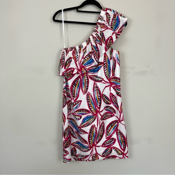 J.CREW TROPICAL FLORAL ONE RUFFLE SHOULDER MINI DRESS SIZE XS - Picture 12 of 13